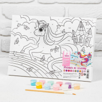 Картина по номерам для детей на подрамнике &laquo;Единорог на радуге&raquo;, 20 х 30 см