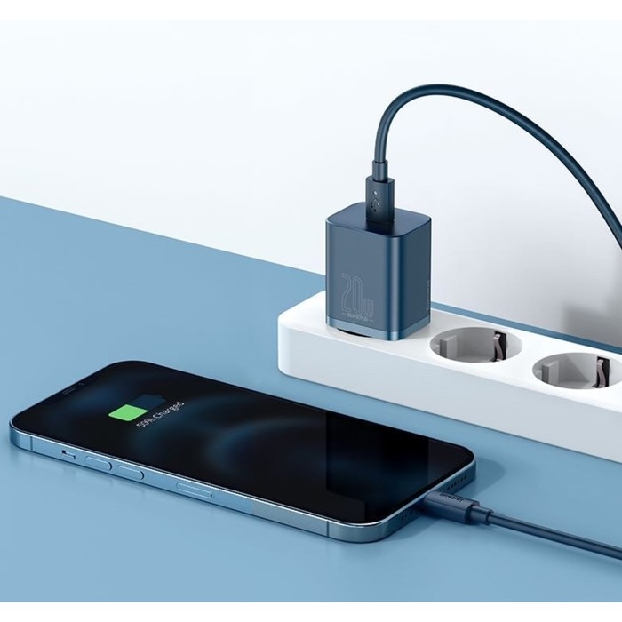 Сетевое зарядное устройство Baseus, Type - C, 3 А, QC, 20W, синее