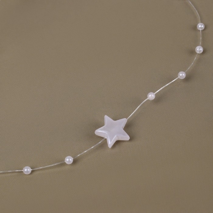 Бусы на леске, &laquo;Звёзды&raquo;, 3/14 мм, 9 &plusmn; 0,5 м, цвет белый