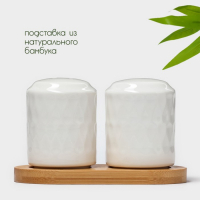 Набор фарфоровый для специй на деревянной подставке BellaTenero &laquo;Герда&raquo;, 2 предмета: солонка 85 мл, перечница 85 мл, цвет белый