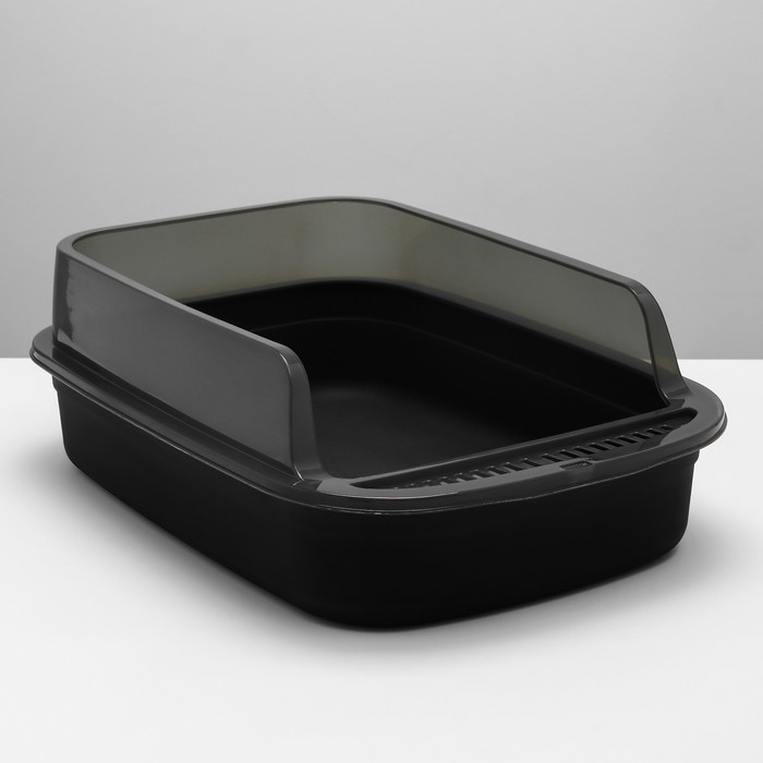 Туалет с прозрачными бортами с совком и фильтром, 50 х 34 х 18 см, чёрный Туалет с прозрачными бортами с совком и фильтром, 50 х 34 х 18 см, чёрный