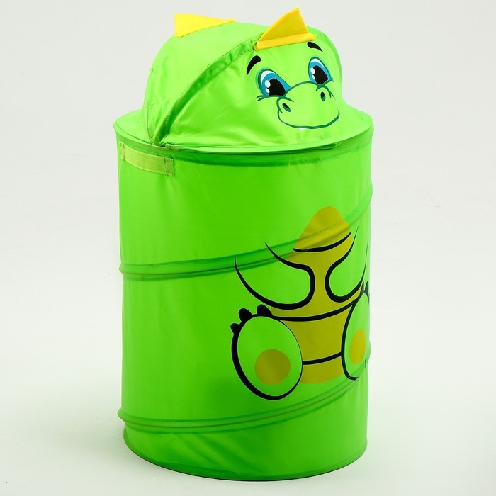 Корзина для хранения игрушек &laquo;Динозаврик&raquo; с ручками и крышкой, 55 х 33 х 33 см, зелёная