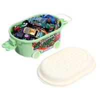 Набор машинок &laquo;Безумные гонки&raquo;, металлические, инерция, игровой коврик, в детском ящике на колёсах с крышкой, 50 шт.
