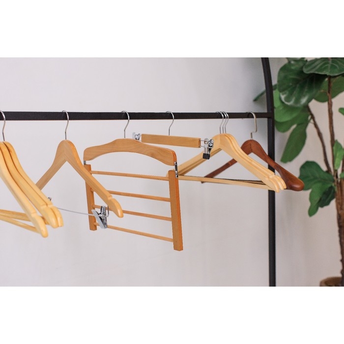 Плечики - вешалка для брюк и юбок LaDо́m Bois, 38,5&times;1,2&times;34,3 см, деревянная сорт А, многоуровневая, широкие плечики