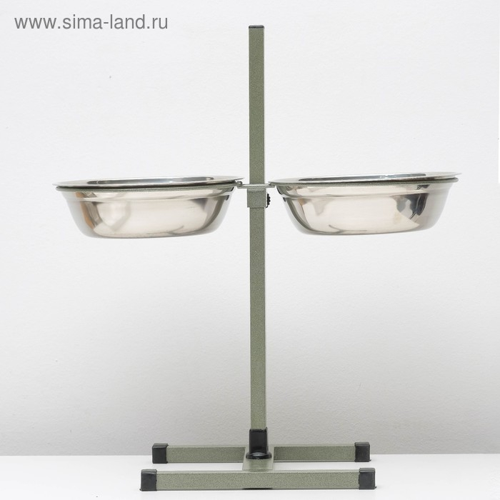 Подставка с мисками, 2 х 2,5 л, высота 60 см, разборная, зелёная