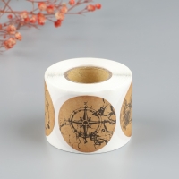 Наклейка бумага "Море. Корабль" крафт d=3,8 см 252 шт в рулоне