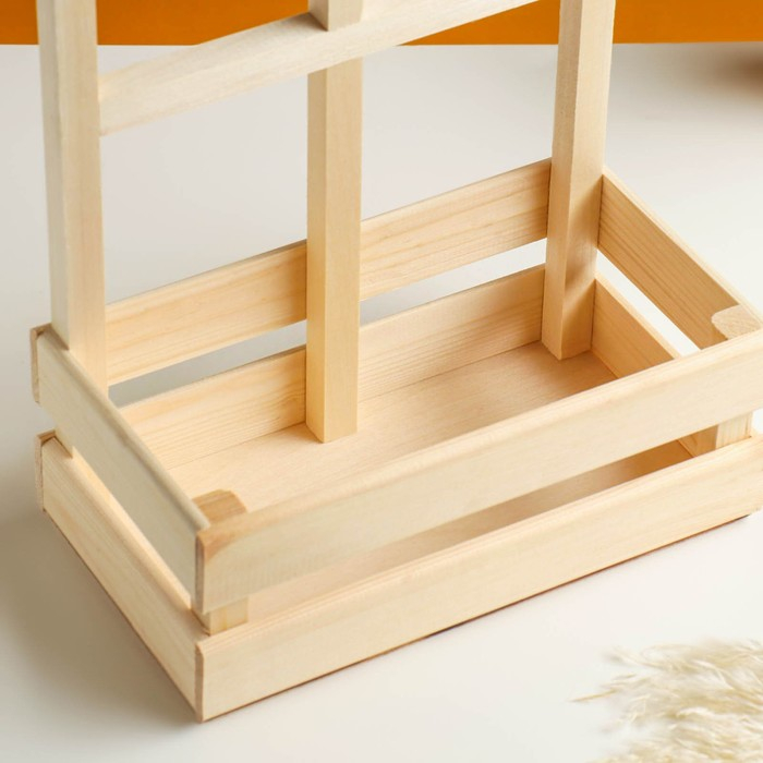 Кашпо деревянное 24,5×13,5×9/30 см Кашпо деревянное 24,5×13,5×9/30 см "Букет под окном", с ручкой, натуральный