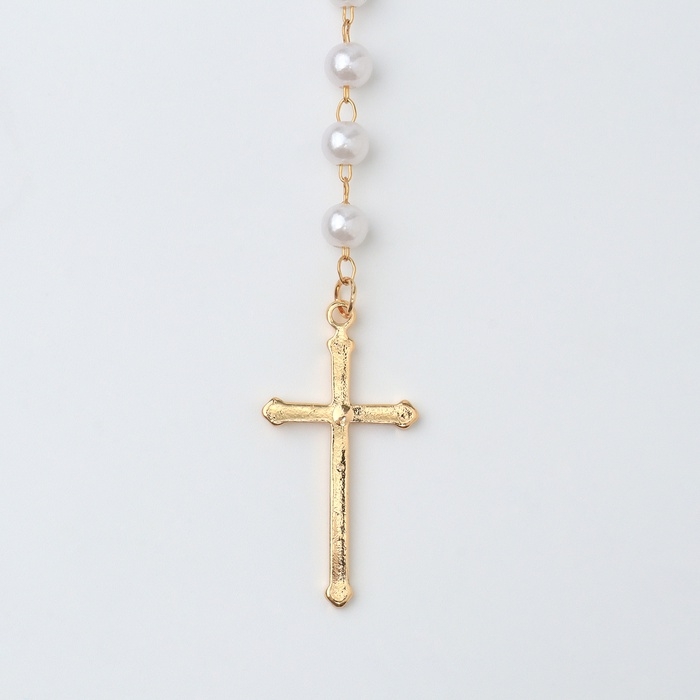 Кулон с жемчугом &laquo;Крестик&raquo; цвет золото, 40см