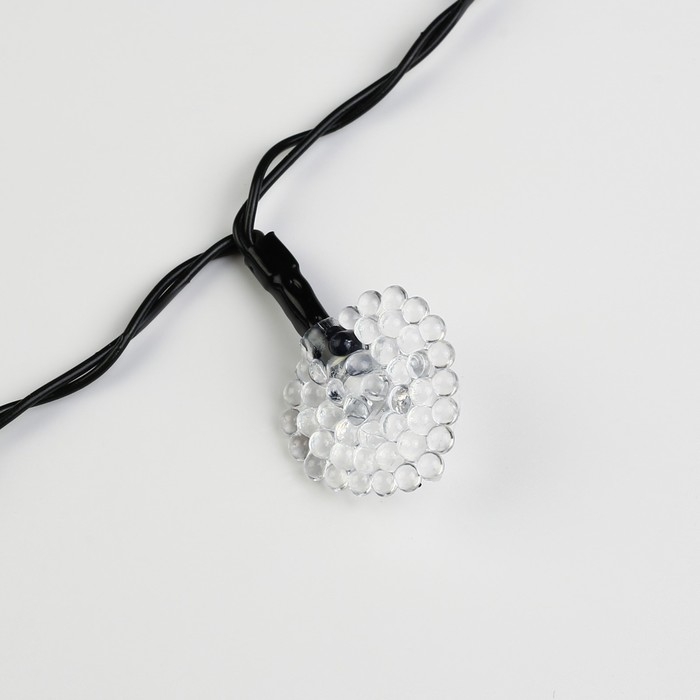 Гирлянда «Нить» 4.5 м с насадками «Сердца», IP44, тёмная нить, 30 LED, свечение белое, 2 режима, солнечная батарея Гирлянда «Нить» 4.5 м с насадками «Сердца», IP44, тёмная нить, 30 LED, свечение белое, 2 режима, солнечная батарея