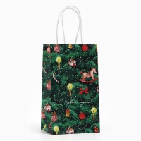 Пакет подарочный новогодний крафтовый «Новогодняя ёлочка», 12 х 21 х 9 см, Новый год Пакет подарочный новогодний крафтовый «Новогодняя ёлочка», 12 х 21 х 9 см, Новый год