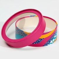 Коробка для макарун, кондитерская упаковка тубус с окном, &laquo;Яркая геометрия&raquo; 16 х 16 х 5 см