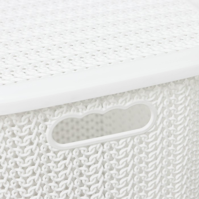 Корзина бельевая с крышкой &laquo;Вязь&raquo;, 60 л, 44&times;36&times;52 см, цвет белый