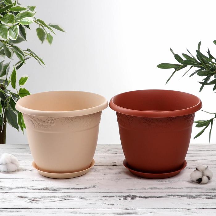 Горшок для цветов с поддоном &laquo;Рябина&raquo;, 5 л, МИКС