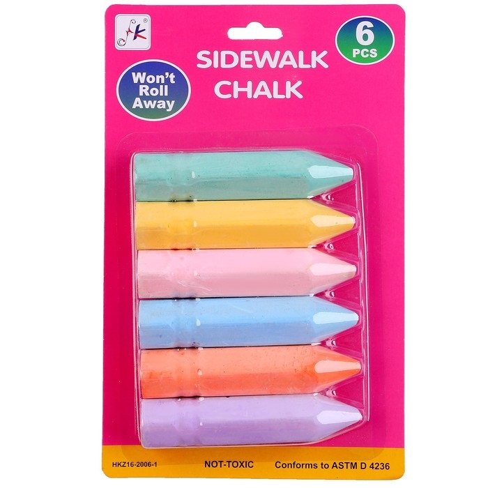 Мелки для рисования &laquo;Карандаши&raquo;, набор 6 цветов, размер 1 шт. &mdash; 2,5 &times; 10 см