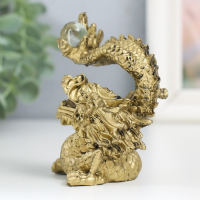 Нэцкэ фигурка &laquo;Дракон с шаром&raquo;, полистоун, под бронзу, 10.5&times;7.5&times;6.5 см
