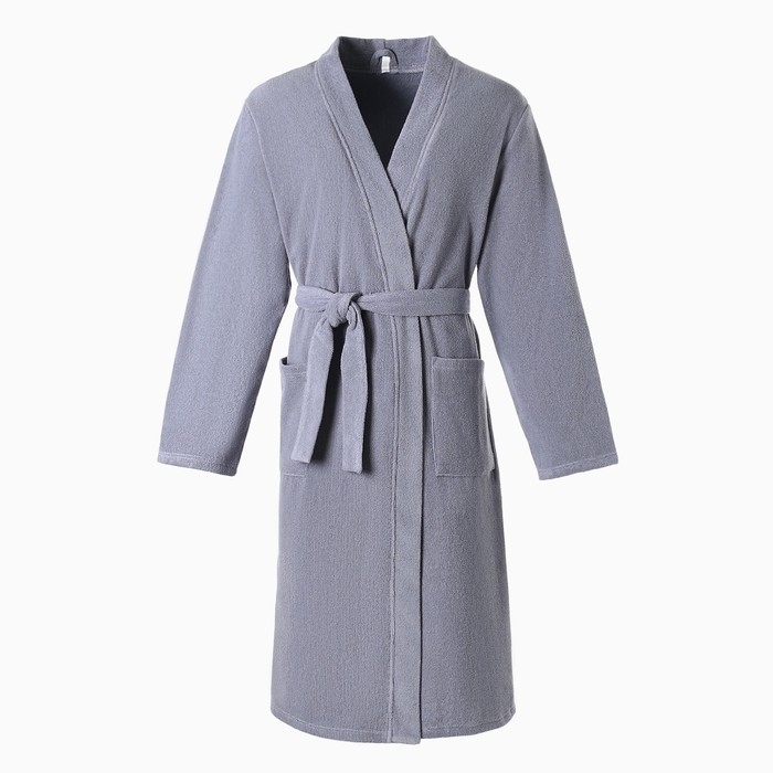Халат махровый Экономь и Я, мужской размер 48-50 цвет серый, 100% хлопок с AIRO, 320 г/м2 Халат махровый Экономь и Я, мужской размер 48-50 цвет серый, 100% хлопок с AIRO, 320 г/м2