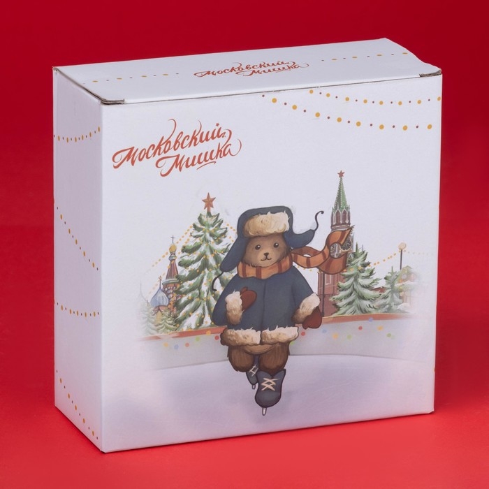 Салатник новогодний Доляна &laquo;Московский мишка&raquo;, 580 мл, 15,5&times;6 см, фарфор, цвет белый