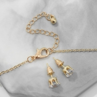 Гарнитур 2 предмета: серьги, кулон &laquo;Сердце&raquo; с цветком внутри, цветной в золоте, 40 см