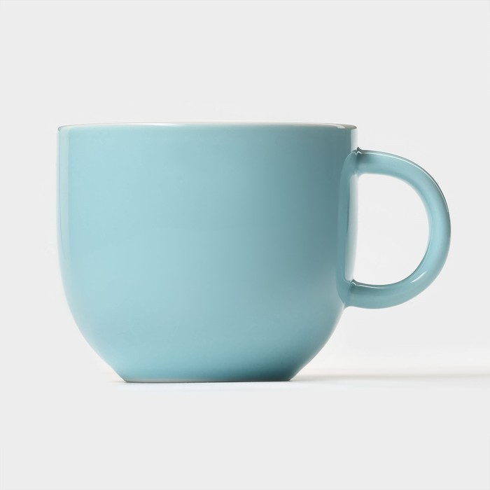 Чайная пара керамическая с ложкой &laquo;Зефирка&raquo;, 2 предмета: чашка 250 мл, блюдце d=13 см, цвет голубой