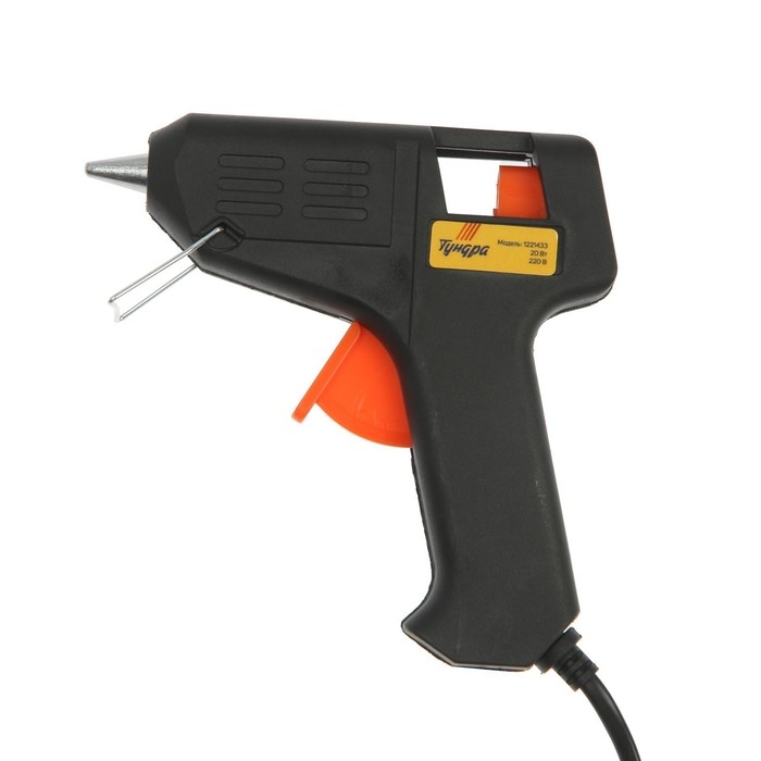 Клеевой пистолет ТУНДРА, 20 Вт, 220 В, 7 мм Клеевой пистолет ТУНДРА, 20 Вт, 220 В, 7 мм