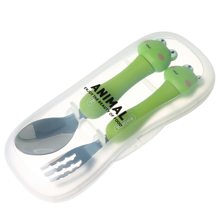 Набор детских столовых приборов в футляре &laquo;Лягушата&raquo;, вилка, ложка