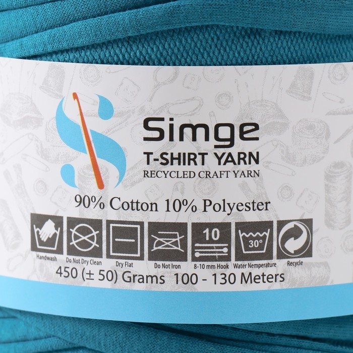 Трикотажная пряжа вторичная 90% хлопок,10% п/э, 100м/450&plusmn;50 гр (индиго) МИКС