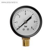 Манометр TAEN, радиальный, 6 атм, d=50 мм, наружная резьба 1/4"