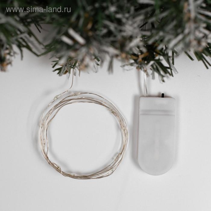 Гирлянда «Нить» 1 м роса, IP20, серебристая нить, 10 LED, батарейки CR2032х2 (в комплекте), свечение синее Гирлянда «Нить» 1 м роса, IP20, серебристая нить, 10 LED, батарейки CR2032х2 (в комплекте), свечение синее