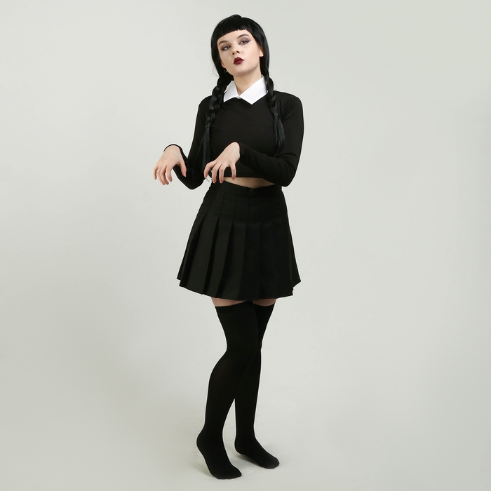 Карнавальный набор &laquo;Мрачная девчонка&raquo;, р. XXS: парик, юбка, чулки, воротник