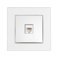 Розетка телефонная одноместная TOT Glossy Glass, скрытая, стекло, серебристая Розетка телефонная одноместная TOT Glossy Glass, скрытая, стекло, серебристая