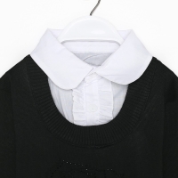 Джемпер-обманка для девочки, цвет чёрный, рост 140-146см