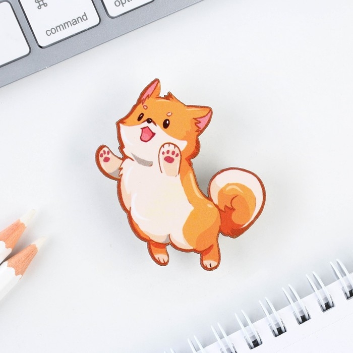 Значок деревянный &laquo;Песик&raquo;, 3,4 х 3,5 см