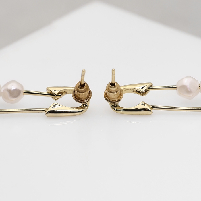 Серьги с жемчугом &laquo;Бусина&raquo; союз, булавка, цвет золото