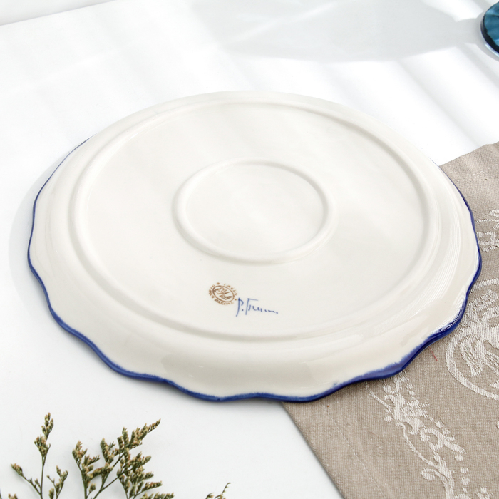 Блинница, гжель, фарфор, 13х25 см