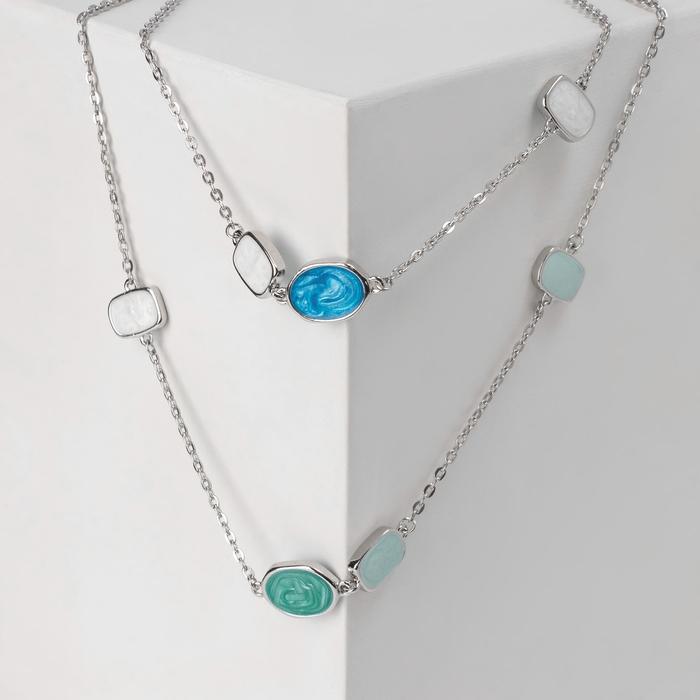 Бусы &laquo;Бирюзовый мир&raquo; надежда, цвет зелено-голубой в сереб, 45см