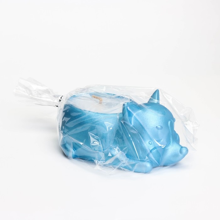 Свеча "Корги" в подсвечнике из гипса,8,5х13х7см,голубой