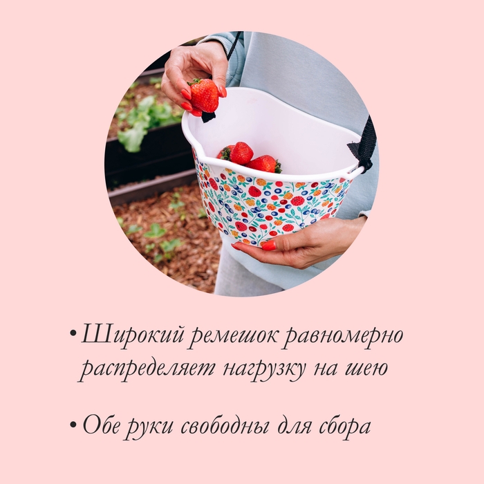 Ёмкость для сбора ягод, 3 л, &laquo;Яркие ягодки&raquo;, белая