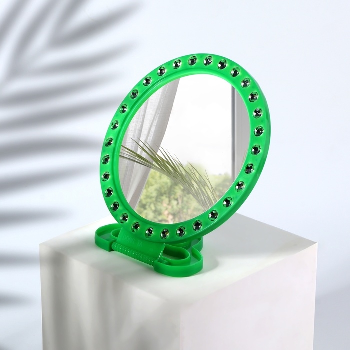 Зеркало настольное, зеркальная поверхность d = 12 см, фасовка 10 шт, цвет зелёный Зеркало настольное, зеркальная поверхность d = 12 см, фасовка 10 шт, цвет зелёный