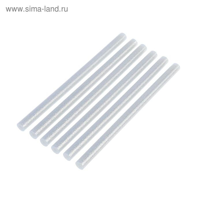 Клеевые стержни ТУНДРА, 11 х 200 мм, серебристые с блестками, 6 шт. Клеевые стержни ТУНДРА, 11 х 200 мм, серебристые с блестками, 6 шт.