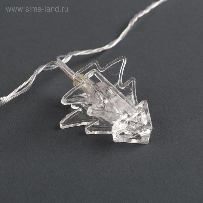 Гирлянда &laquo;Нить&raquo; 4.5 м с насадками &laquo;Прищепки-ёлочки&raquo;, IP20, прозрачная нить, 20 LED, свечение тёплое белое, 220 В