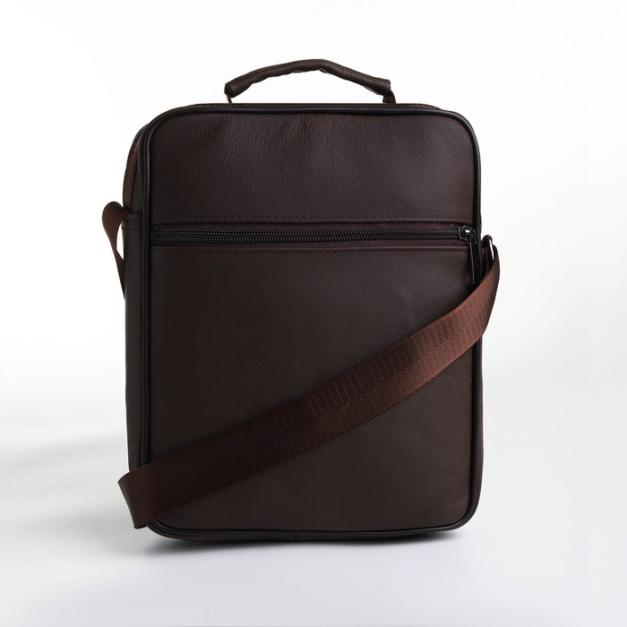 Сумка мужская на молниях, длинный ремень, цвет коричневый Сумка мужская на молниях, длинный ремень, цвет коричневый