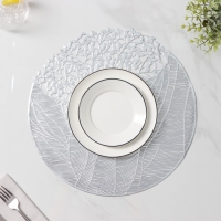 Салфетка сервировочная на стол Доляна &laquo;Фэйви&raquo;, d=38 см, цвет серебро