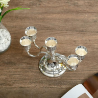 Подсвечник металл на 5 свечей "Грозди винограда" цвет серебро 13х21,5х21,5 см