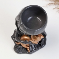 Кашпо фигурное "Девочка с котом" серое-бронза, 10см Кашпо фигурное "Девочка с котом" серое-бронза, 10см