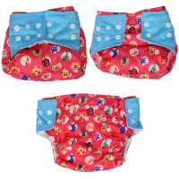 Многоразовый подгузник &laquo;Веселые зверята&raquo;, 3-15 кг, цвет красный, Крошка Я