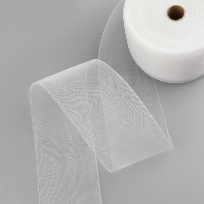 Шторная лента трубная, органза, 10 см, 50 &plusmn; 1 м, цвет прозрачный