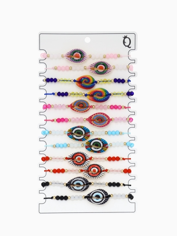 Браслет-оберег «Глазик» ракушка (неделимая фасовка 12 шт., цена за шт.), цветной в золоте Браслет-оберег «Глазик» ракушка (неделимая фасовка 12 шт., цена за шт.), цветной в золоте