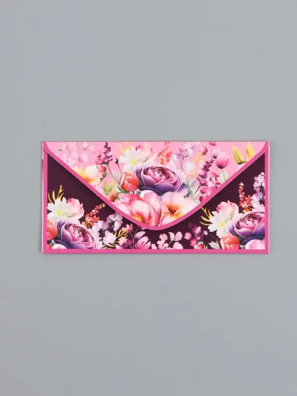 Конверт для денег &laquo;Цветы&raquo;, сочный, 16,5 х 8 см