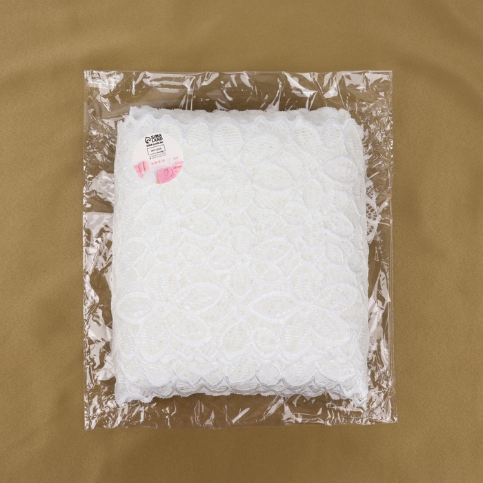 Кружевная эластичная ткань, 170 мм &times; 23 &plusmn; 1 м, цвет белый