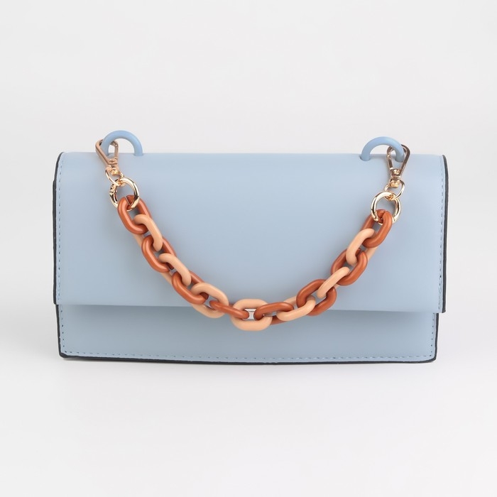 Цепочка для сумки, пластиковая, с карабинами, 24 × 18 мм, 30 см, цвет коричневый/бежевый/золотой Цепочка для сумки, пластиковая, с карабинами, 24 × 18 мм, 30 см, цвет коричневый/бежевый/золотой